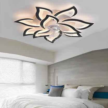 Creative Flower Shaped Three Step Dimming LED Ceiling Fan Lights Chandelier