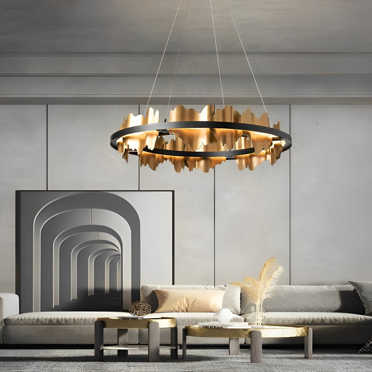 Creative Iceberg Design Metal Circular Stepless Dimming LED Light Chandelier