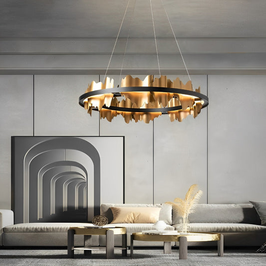 Creative Iceberg Design Metal Circular Stepless Dimming LED Light Chandelier