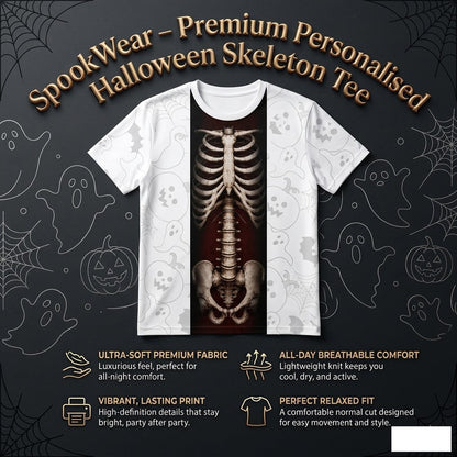 SpookWear – Premium Personalised Halloween Skeleton Tee