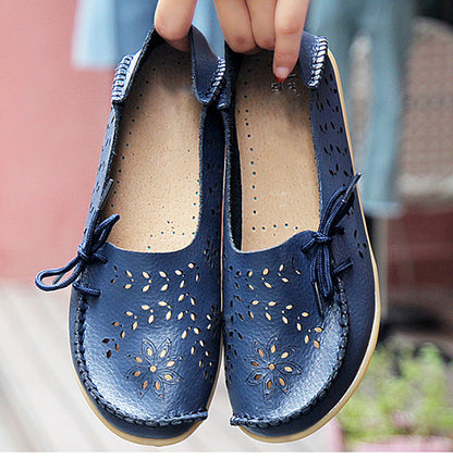 Gratia Leather Feather Loafers Flats