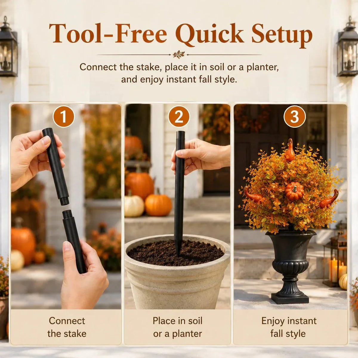 Full Foliage Autumn Pumpkin Garden Stakes – Ventayo