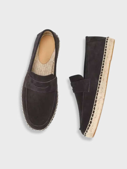 SAINT-TROPEZ Loafers – Men’s Chestnut Suede Espadrille Loafers with Jute Sole