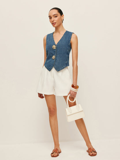 Denim Button-Up Vest