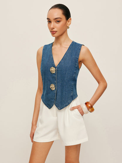Denim Button-Up Vest