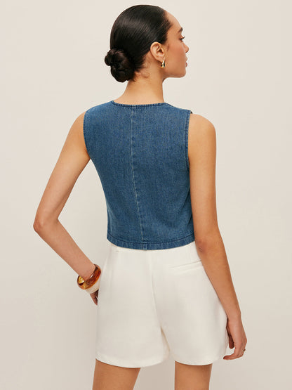 Denim Button-Up Vest