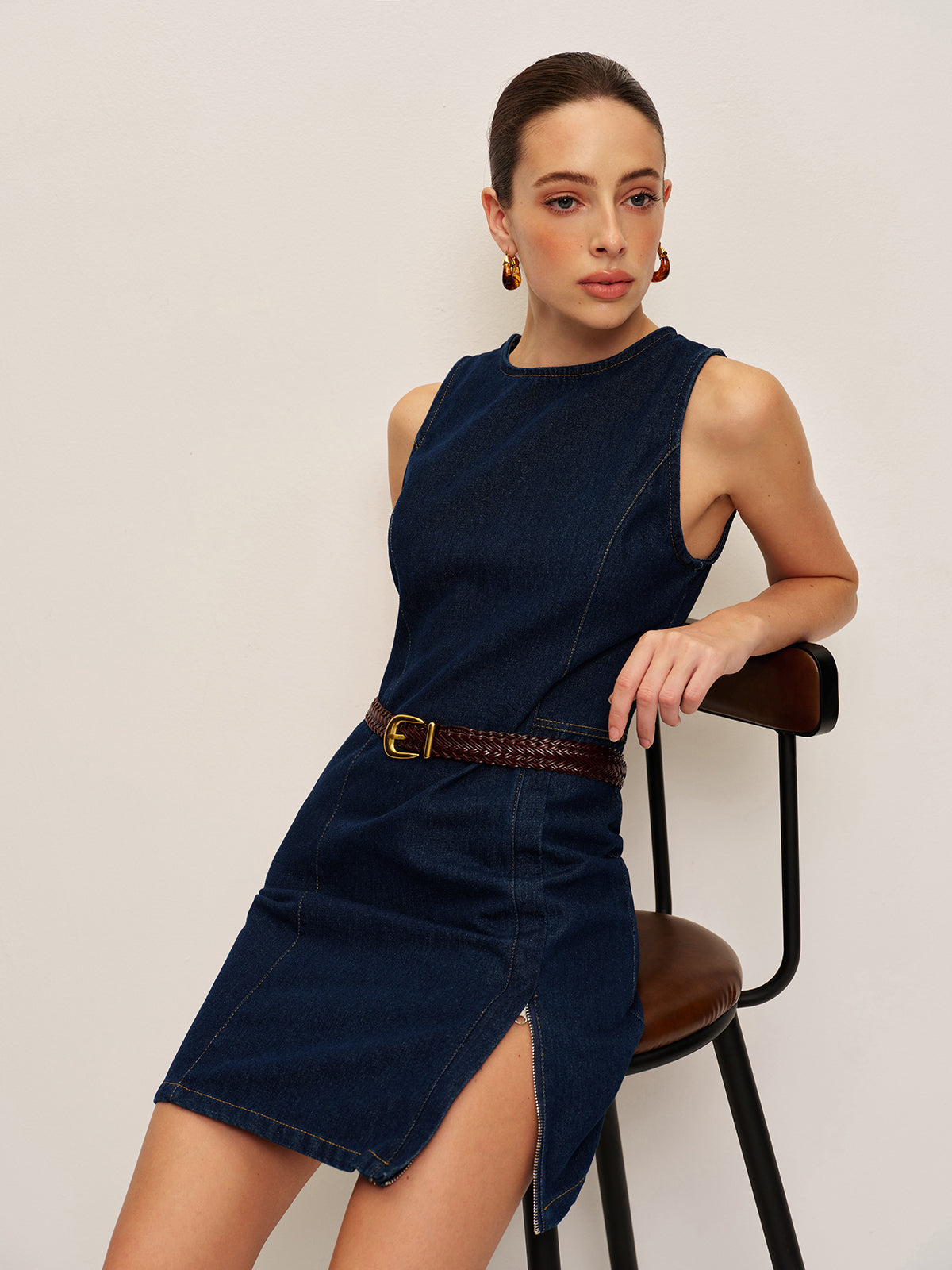 Denim Shift Dress Without Belt