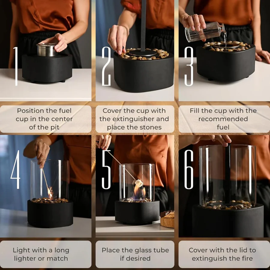 Mini Portable Glass Tabletop Fireplace | Ventayo