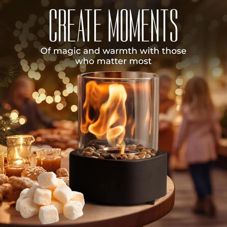 Mini Portable Glass Tabletop Fireplace | Ventayo