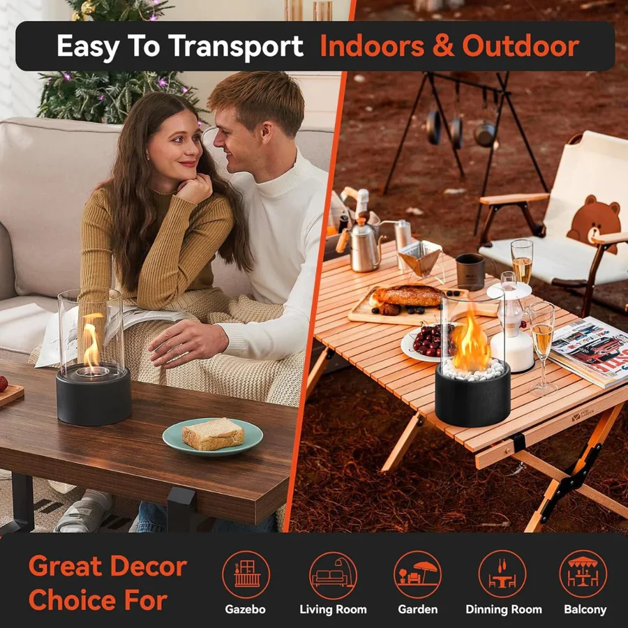 Mini Portable Glass Tabletop Fireplace | Ventayo