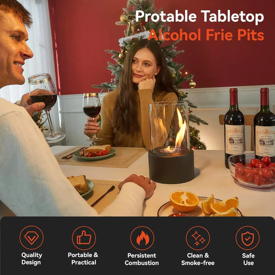 Mini Portable Glass Tabletop Fireplace | Ventayo