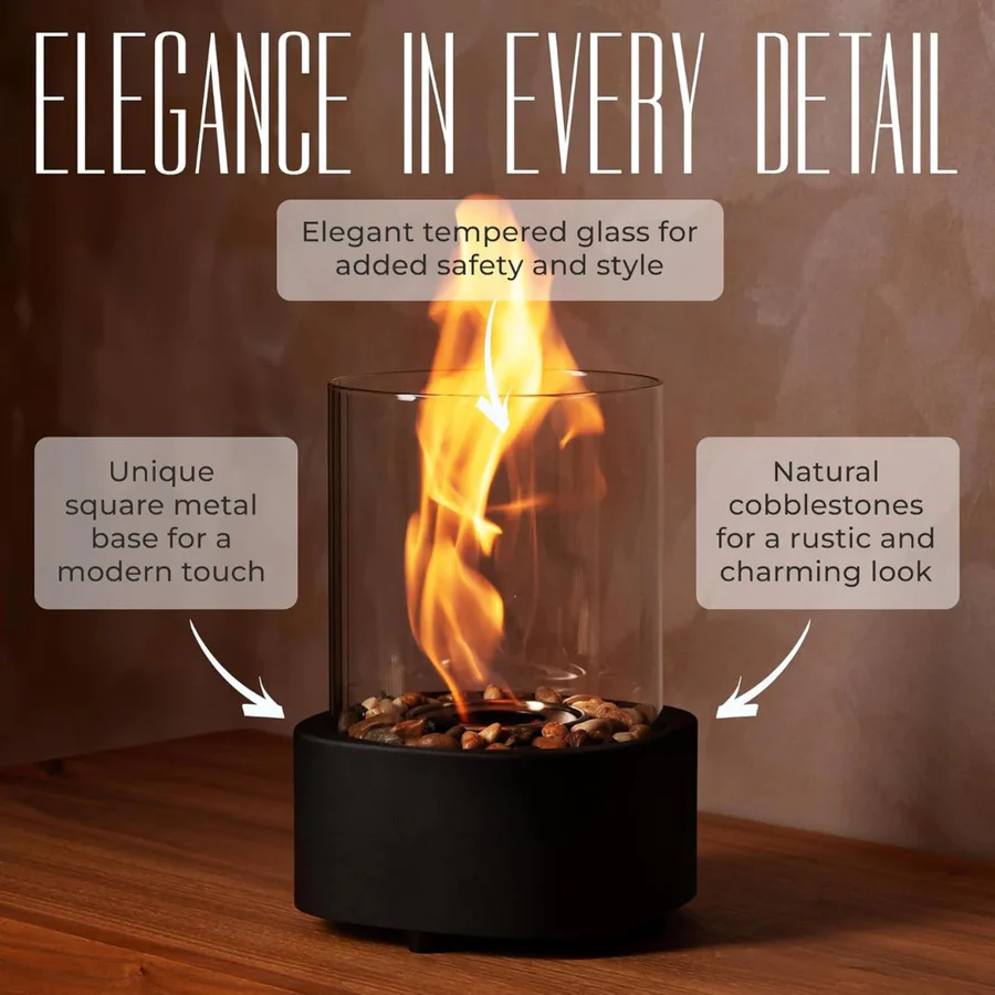 Mini Portable Glass Tabletop Fireplace | Ventayo