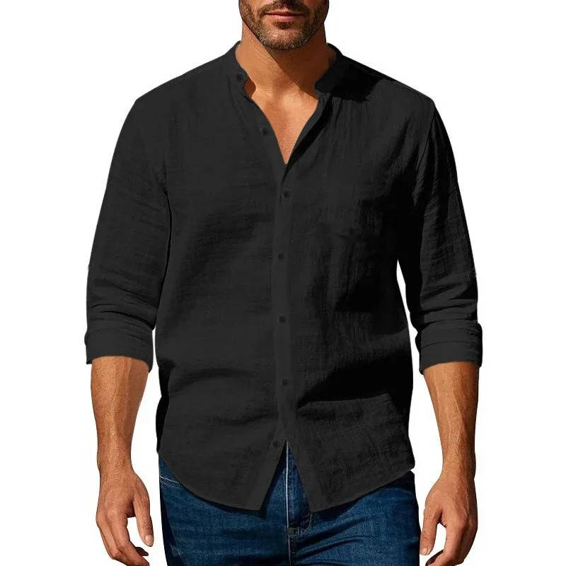 Long Sleeve Button Up Casual Linen Men’s Shirt