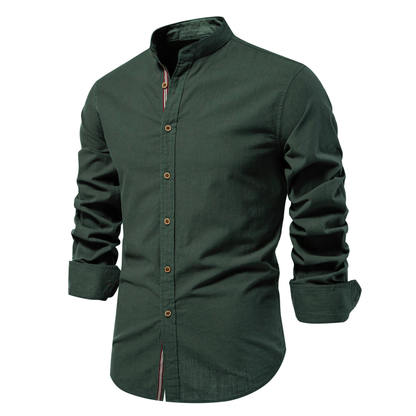 Men's Mandarin Collar Button Up Shirt