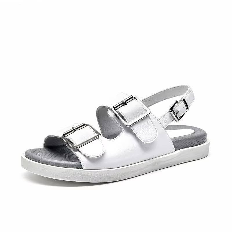 Leather Platform Buckle Sandals