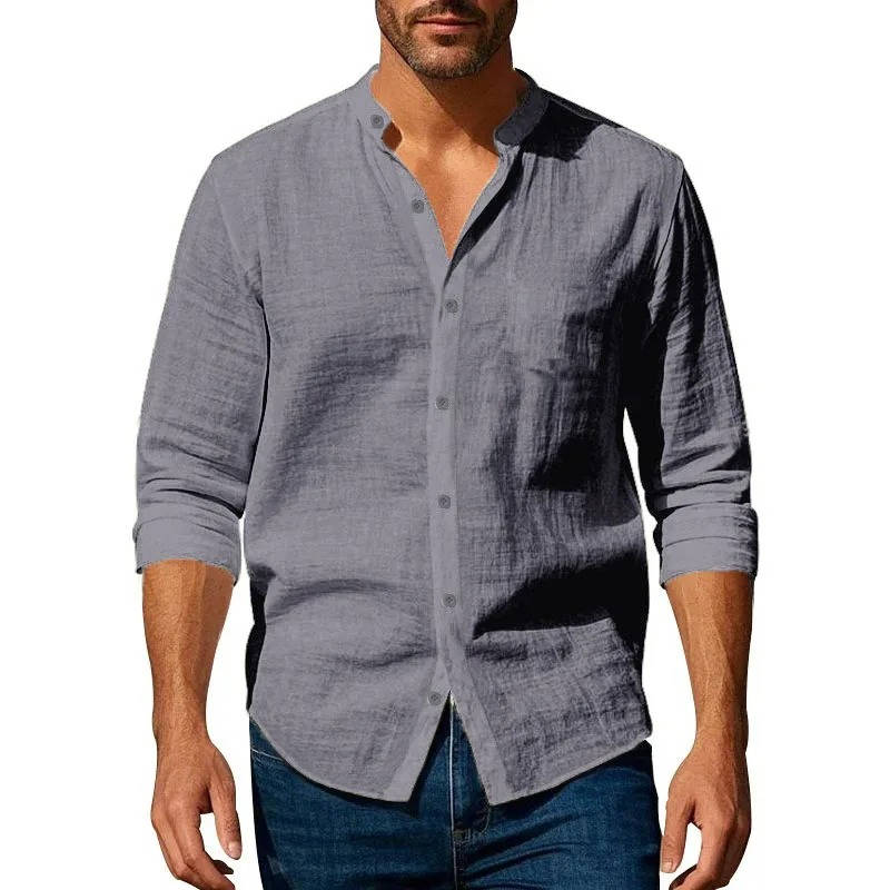 Long Sleeve Button Up Casual Linen Men’s Shirt