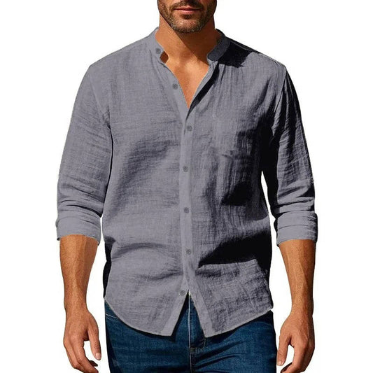 Long Sleeve Button Up Casual Linen Men’s Shirt