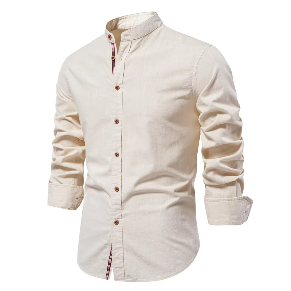 Men's Mandarin Collar Button Up Shirt