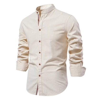Men's Mandarin Collar Button Up Shirt