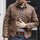 Men's Vintage Brown Waxed Cotton Jacket With Front Flap Pockets
