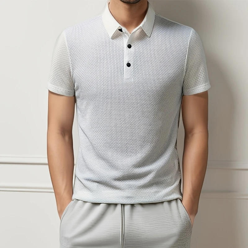 Men's Knitted Polo Shirt Short Sleeve