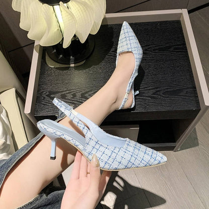 Women's Classic Tweed Pointed Toe Slingbacks