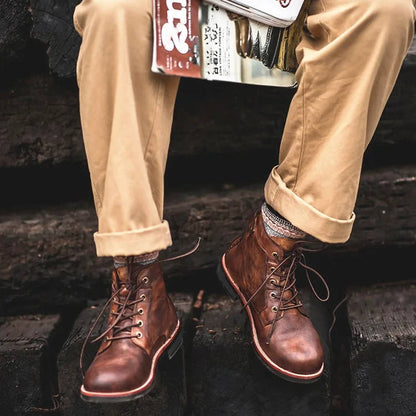Men's Ankle Leather Lace Up Boots