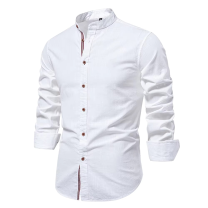 Men's Mandarin Collar Button Up Shirt