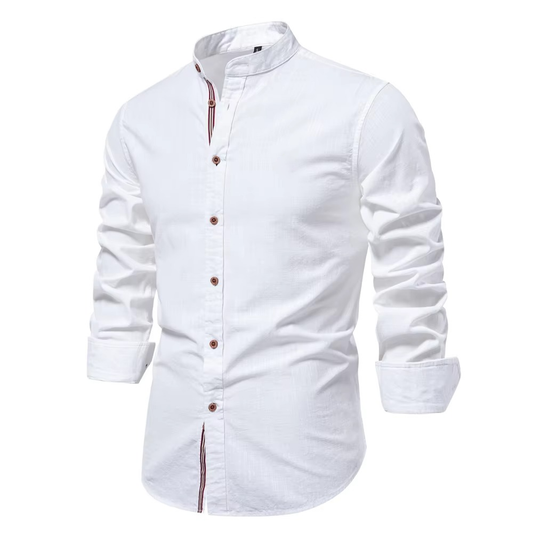Men's Mandarin Collar Button Up Shirt
