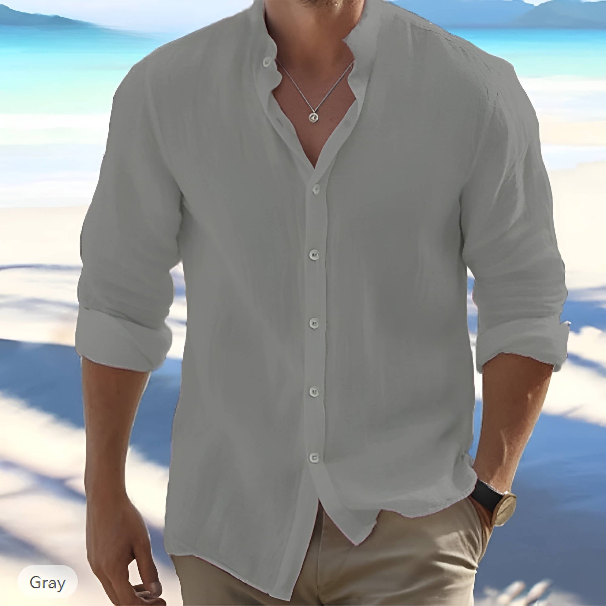 Linen Men's Long-Sleeved Shirt