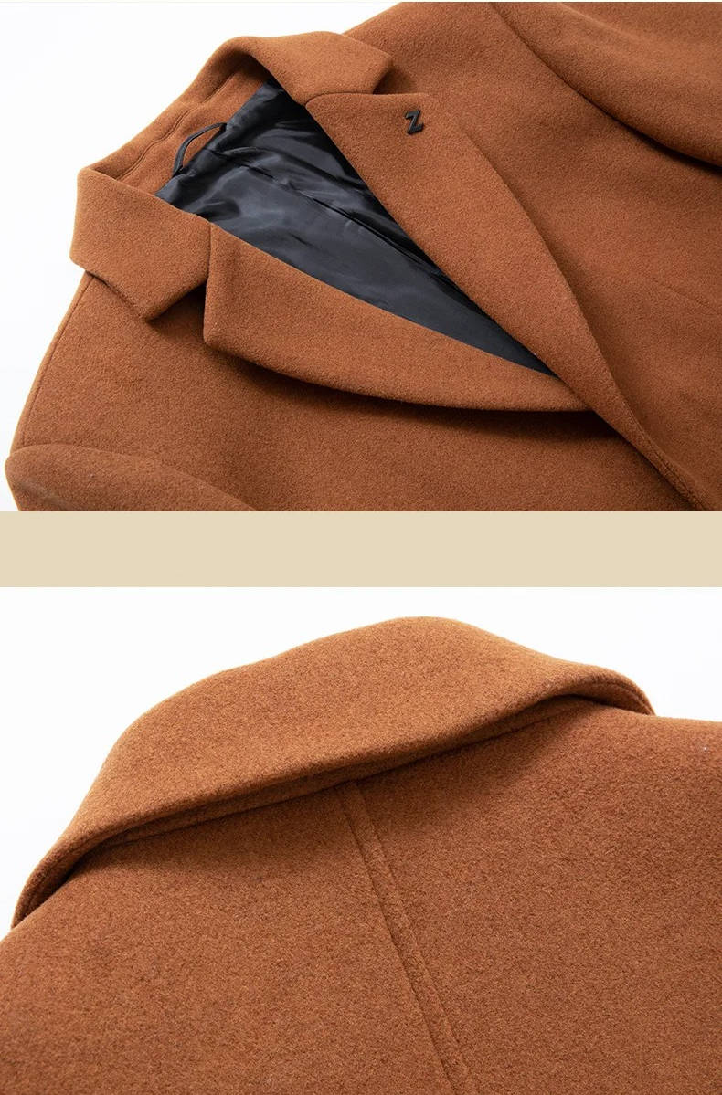 Heren Camel Wolmix Enkelsluitend Overjas