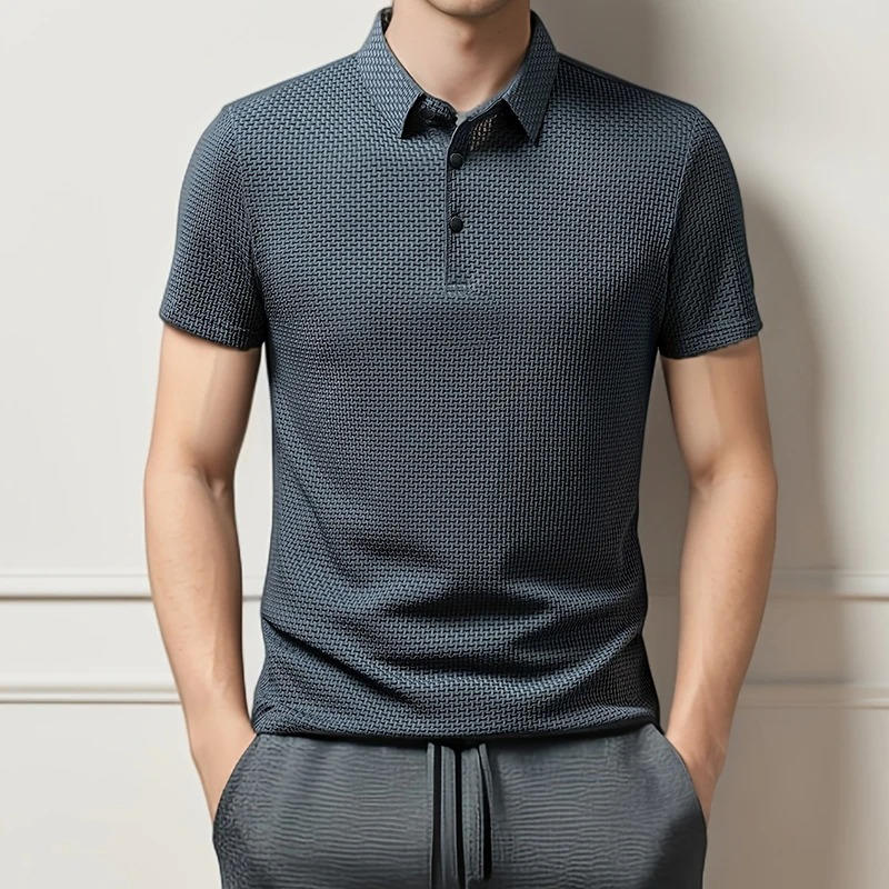 Men's Knitted Polo Shirt Short Sleeve