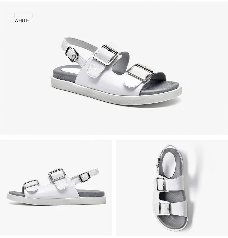 Leather Platform Buckle Sandals