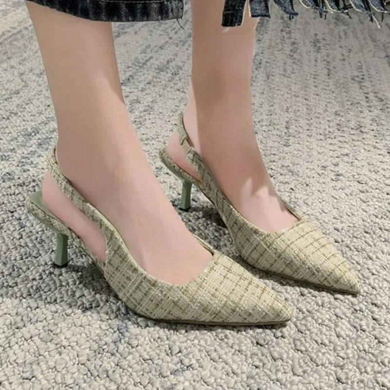 Women's Classic Tweed Pointed Toe Slingbacks
