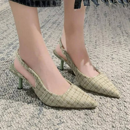 Women's Classic Tweed Pointed Toe Slingbacks