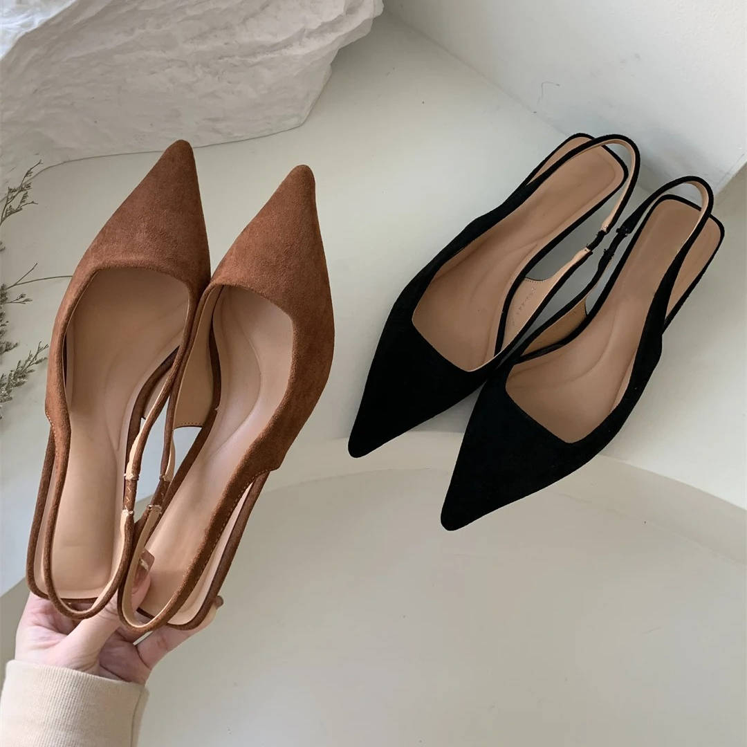 Women's Pointed Toe Slingback Kitten Heels