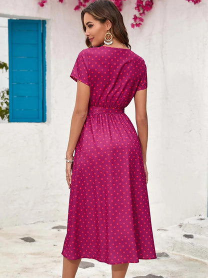 Women's Floral Wrap V-Neck Midi Dress