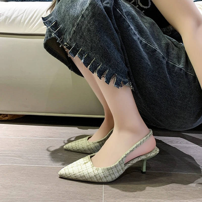 Women's Classic Tweed Pointed Toe Slingbacks