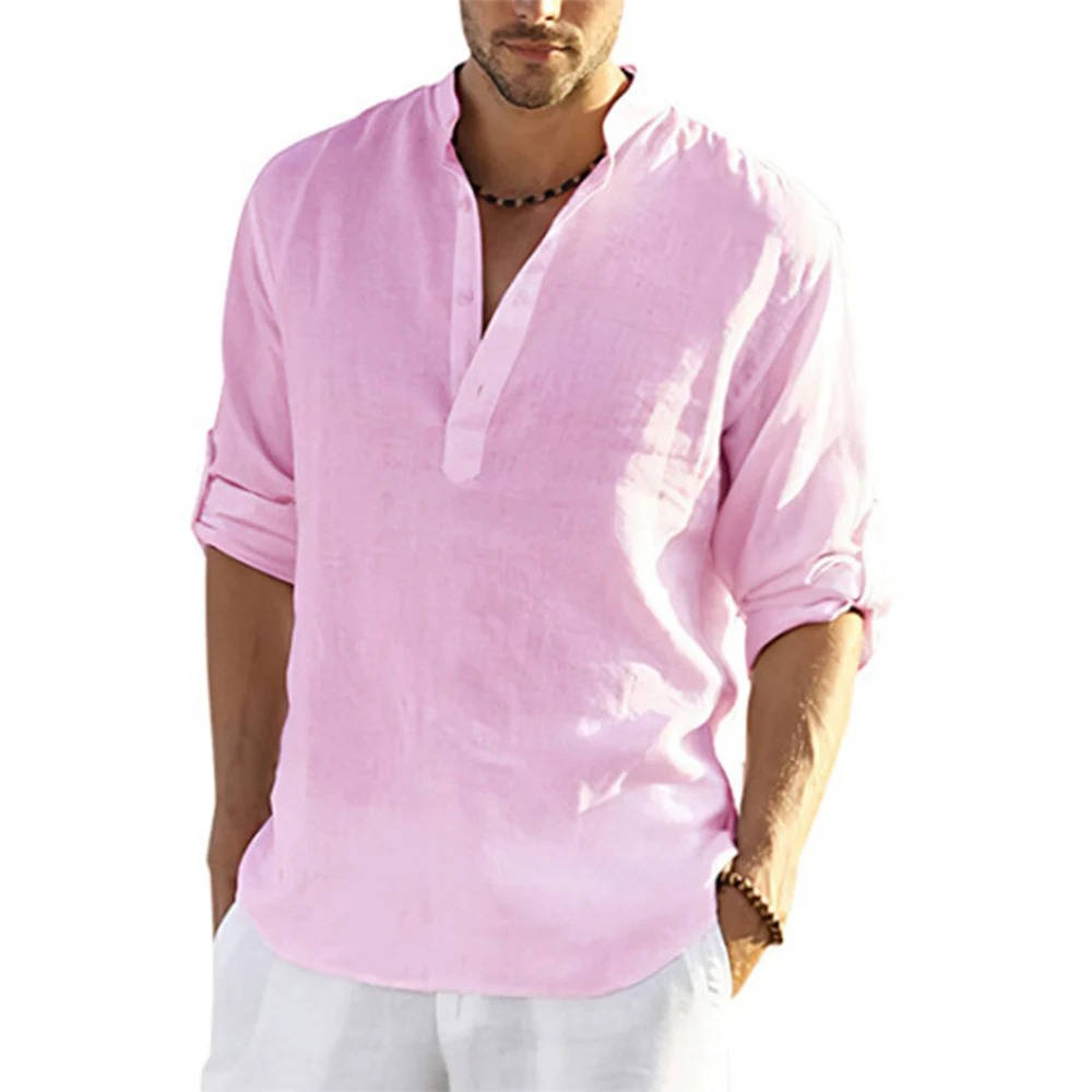 Men's Casual Henley Shirt Long Sleeves