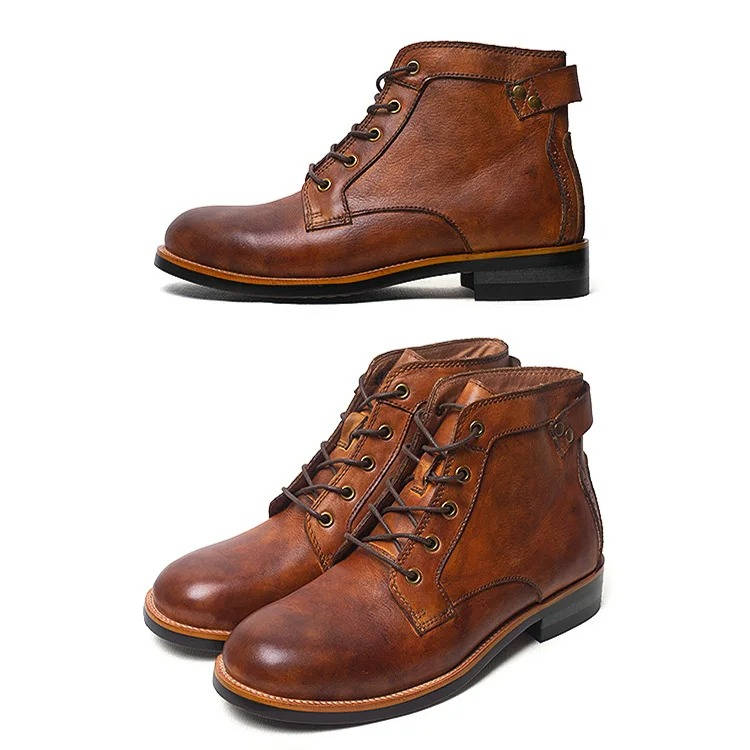 Men's Ankle Leather Lace Up Boots