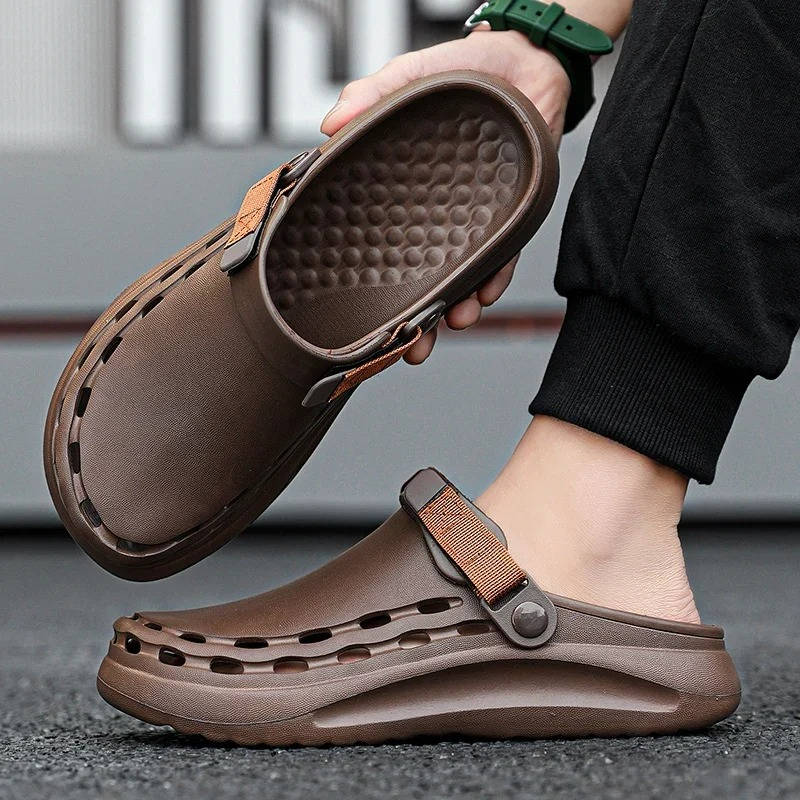 Men's Casual Clogs Slip On Comfort Shoes Adjustable Strap