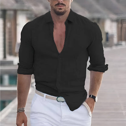 Men's Cotton Linen Shirt Long Sleeve