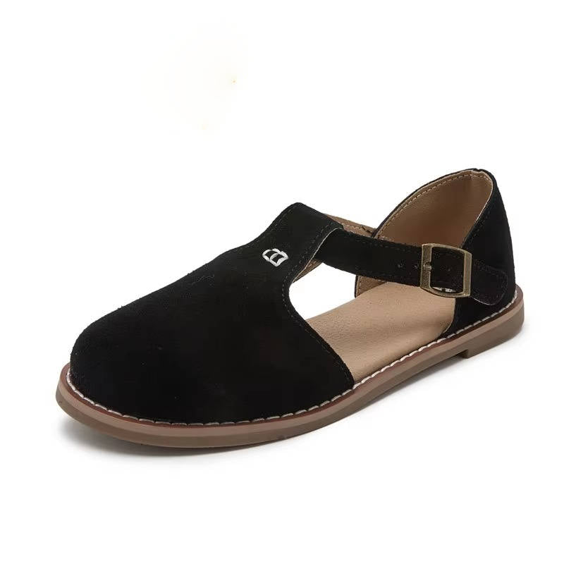 Women's Suede T-Strap Flats
