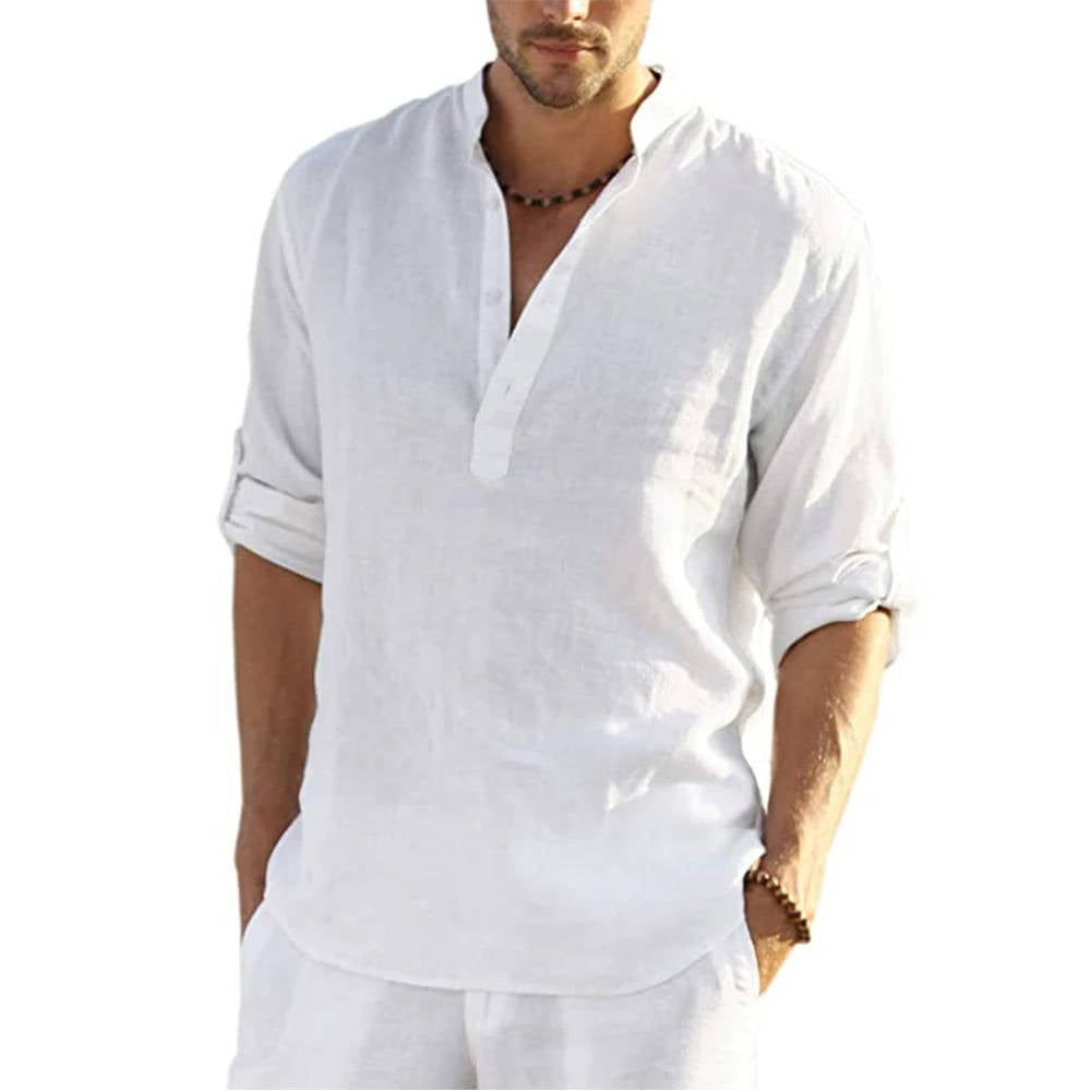 Men's Casual Henley Shirt Long Sleeves
