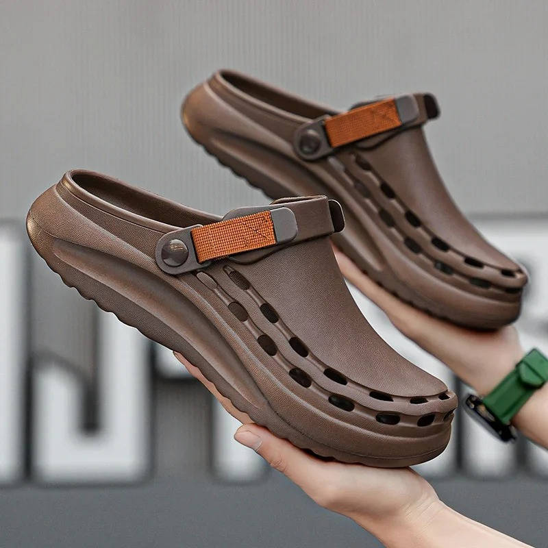 Men's Casual Clogs Slip On Comfort Shoes Adjustable Strap