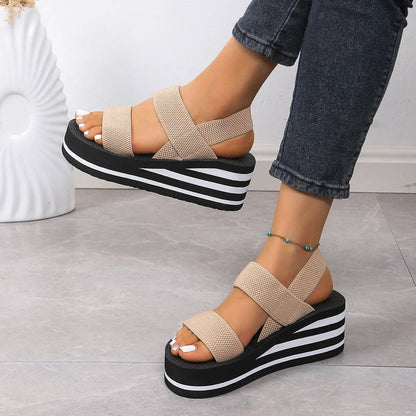 Women's Double Strap Platform Wedge Sandals