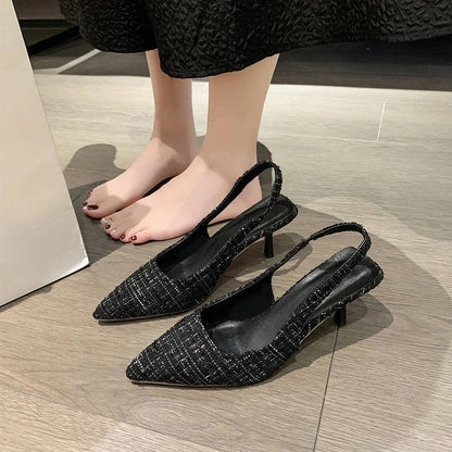 Women's Classic Tweed Pointed Toe Slingbacks