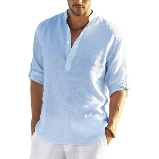 Men's Casual Henley Shirt Long Sleeves