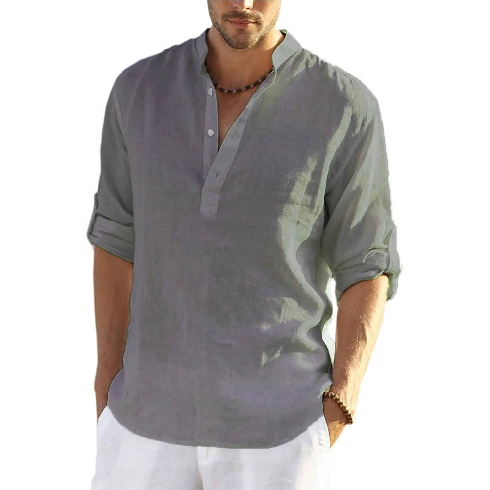 Men's Casual Henley Shirt Long Sleeves