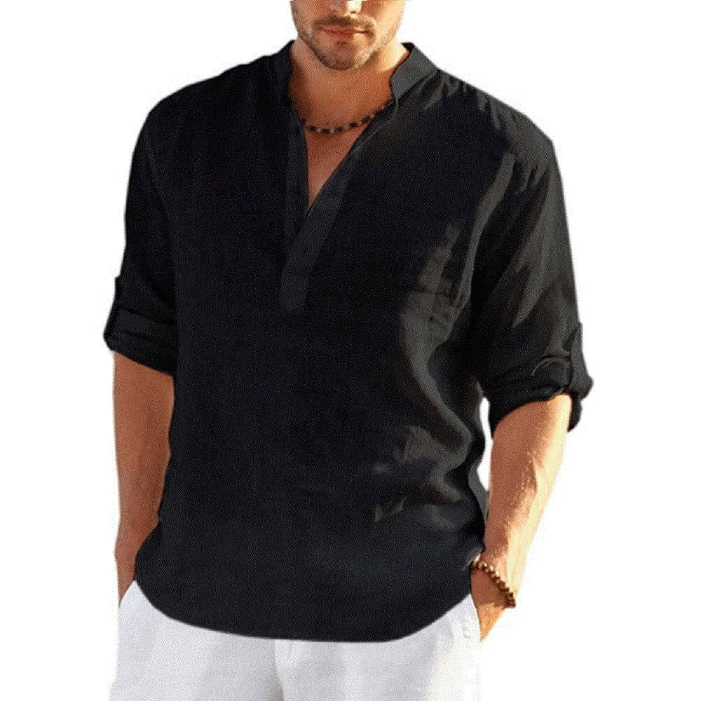 Men's Casual Henley Shirt Long Sleeves